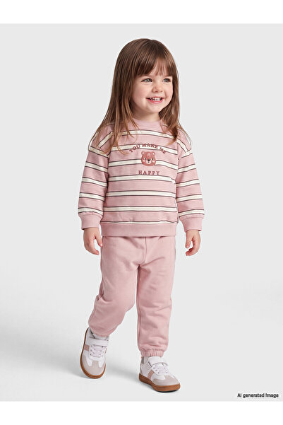 LC Waikiki Nevavm Farkıyla Lcw Baby Ecru Striped Baby Girl Set
