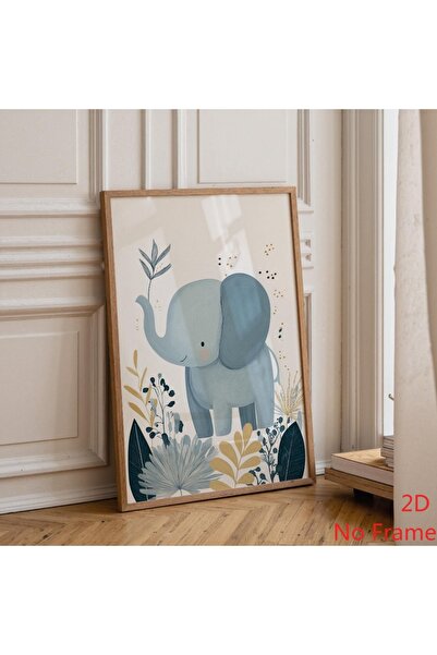 Generic Brand 1pc Scandinavian Elephant Nursery Safari Baby Jungle Canvas Wal...