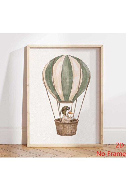 Generic Brand 1pc Duck Aviator Green Hot Air Balloon Nursery Canvas Wall Art ...