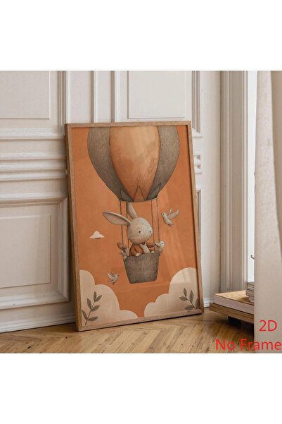 Generic Brand 1pc Bunny Hot Air Balloon Cute Nursery Animal Baby Room Canvas ...