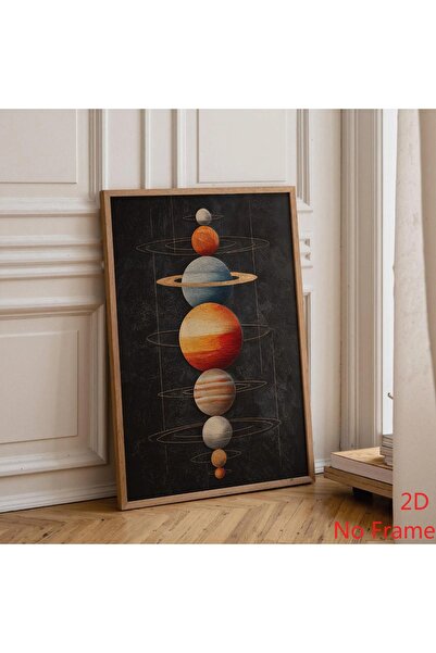 Generic Brand 1pc Mid Century Modern Solar System Minimalist Planet Canvas Wa...