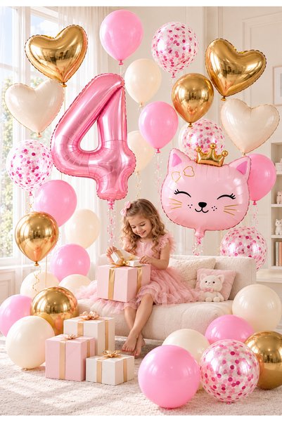 baloss fer Pink Princess Deluxe 4 Yaş Pembe Prenses Balon Seti 26 Parça 4 Rak...