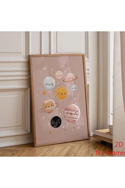 Generic Brand 1pc Pastel Solar System Boho Planet Nursery Canvas Wall Art Pri...