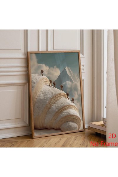 Generic Brand 1pc Surreal Croissant Mountain Canvas Wall Art Print, Whimsical...