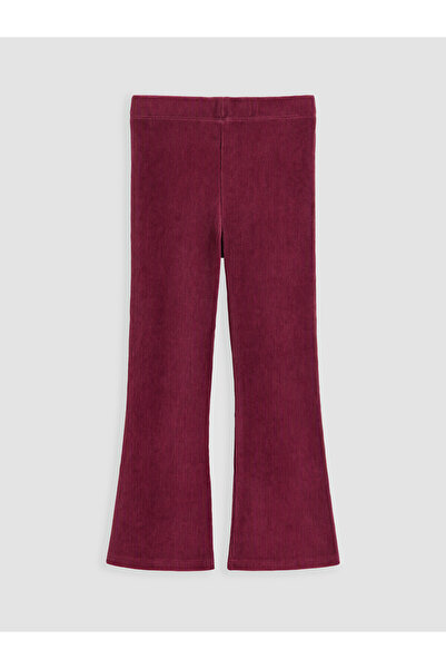 LC Waikiki Nevavm Lcw Kids Burgundy Velvet Plain Tight & Slim Elastic Waist G...