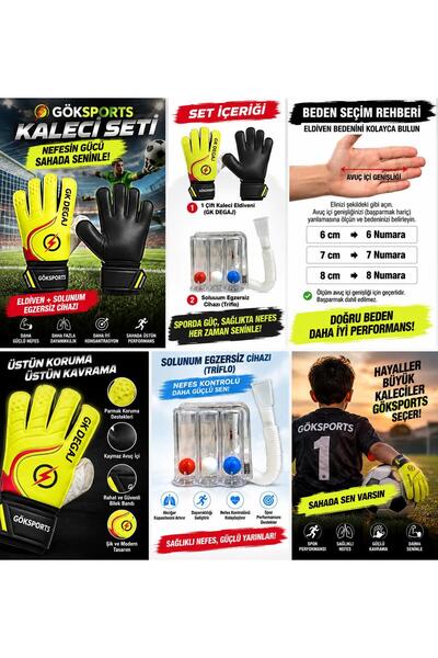 GK DEGAJ Çocuk Kaleci Eldiveni Bilek Bandajlı Eldiven Solunum Egzersiz Cihazı...