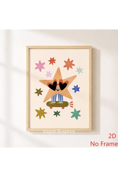 Generic Brand 1pc Star Skater Canvas Wall Art Print, Colorful Kids Canvas Pos...