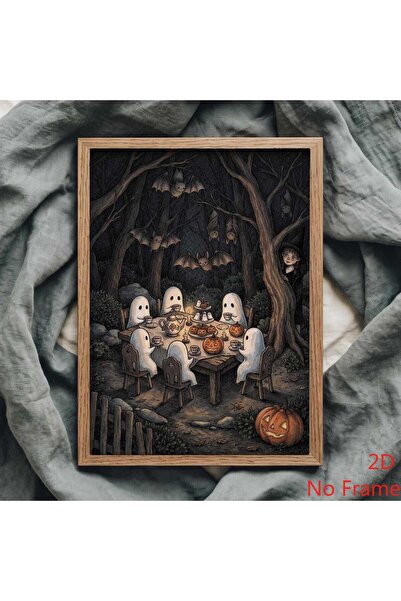 Generic Brand 1pc Ghosts Tea Party Canvas Wall Art Print, Cute Spooky Hallowe...