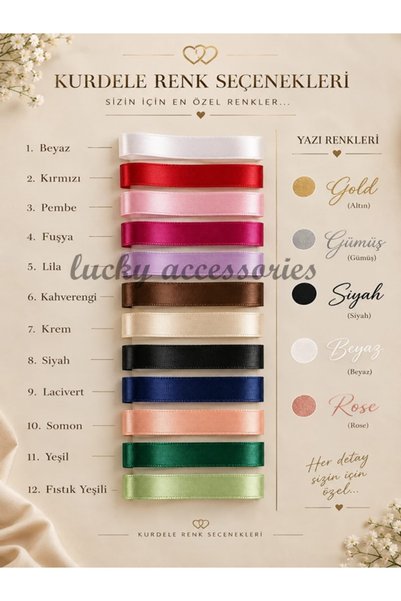 İsabella Accessories Kişiye Özel Söz & Nişan Kurdelası – İsimli Saten Kurdele – Özel Baskı 12 Farklı Renk Seçeneği