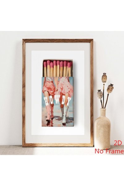 Generic Brand 1pc Howdy Cowgirl Matchbox Preppy Pink Boots Canvas Wall Art Pr...