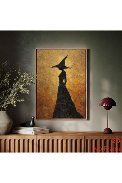 Generic Brand 1pc Elegant Witch Silhouette Canvas Wall Art Print, Witchcore A...