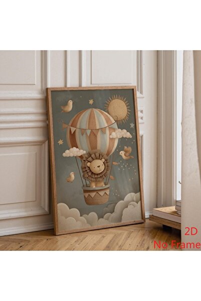 Generic Brand 1pc Lion Hot Air Balloon Cute Safari Nursery Baby Animal Canvas...