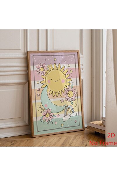 Generic Brand 1pc Sun Moon Nursery Boho Kids Room Pastel Celestial Cute Baby ...