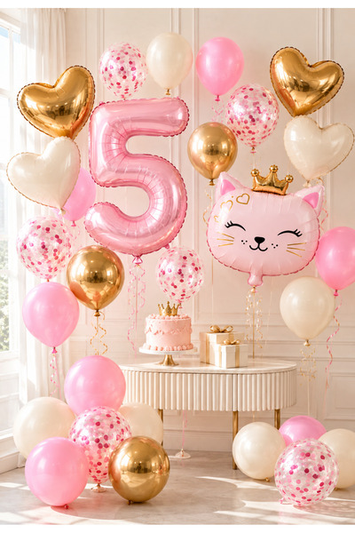 baloss fer Pink Princess Deluxe 5 Yaş Pembe Prenses Balon Seti 26 Parça 5 Rak...
