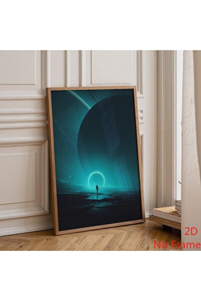 Generic Brand 1pc Retro Futuristic Space Sci-Fi Planet Neon Cosmic Canvas Wal...