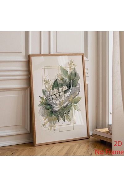 Generic Brand 1pc Dental Botanical Jaw Canvas Wall Art Print, Modern Dentist ...