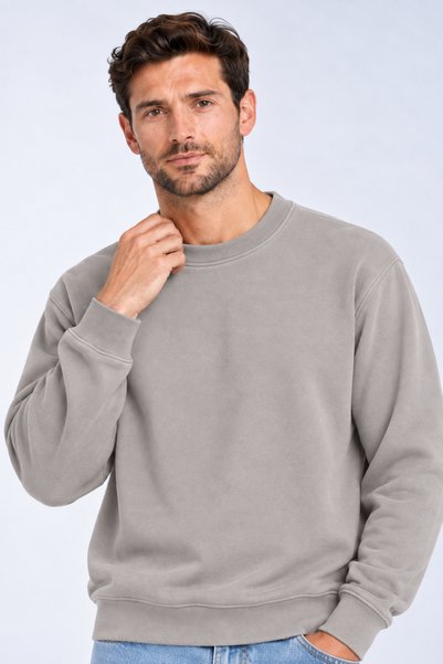 STYKEER 3 İplik Erkek Crew Neck / 0 Yaka Sweatshirt Moale Puff Fabric Sweatsh...