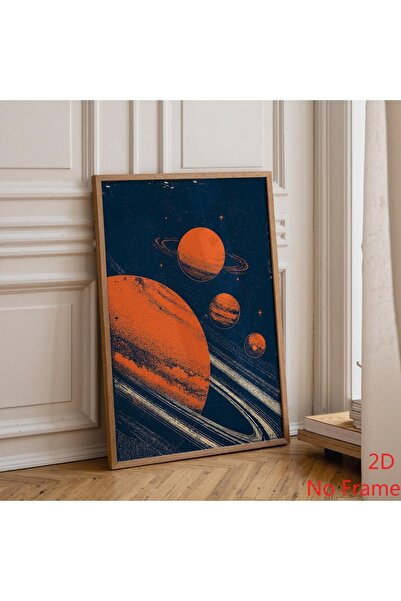 Generic Brand 1pc Retro Planet Mid Century Modern Space Canvas Wall Art Print...