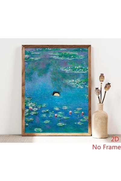 Generic Brand 1pc Unimpressed Frog Monet Waterlily Angry Frog Canvas Wall Art...