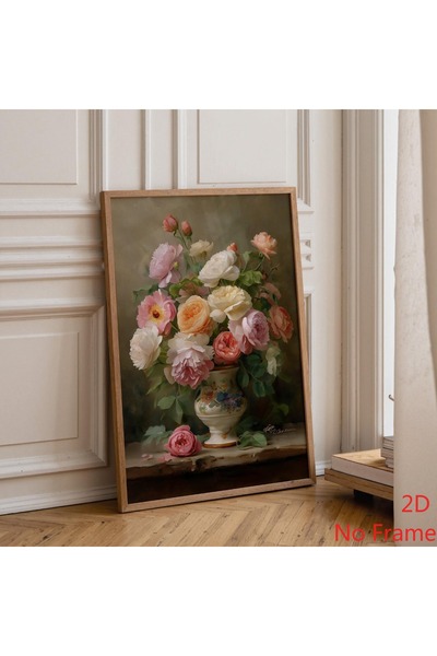 Generic Brand 1pc Pink Peony Floral Romantic Vase Canvas Wall Art Print, Cott...