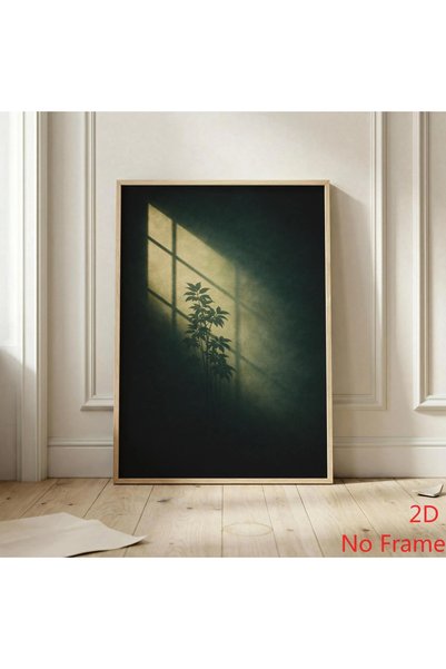 Generic Brand 1pc Plant Silhouette Canvas Wall Art Print, Moody Botanical Win...