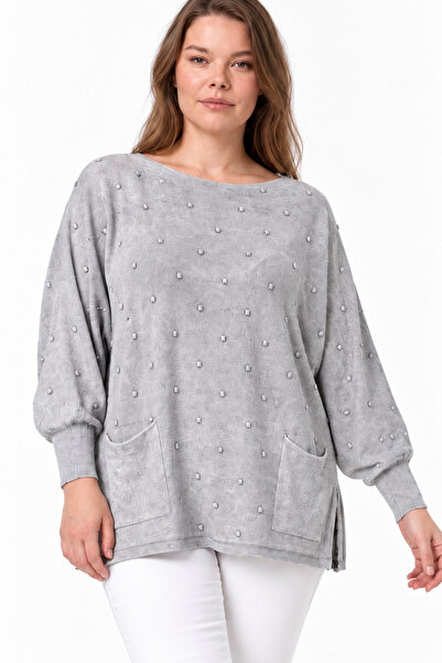 EtkiModa Women's Italian Style Oversized Knitwear Blouse with Bat Sleeves and...