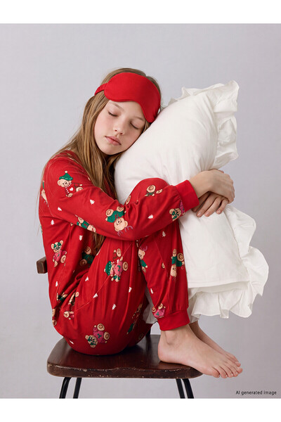 LC Waikiki Lcw Kids Red Patterned Girls' Sleeping Bag with Nevavm Difference