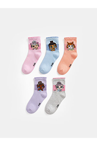 LC Waikiki Rmz Gi̇yi̇m Farkiyla Lol Embroidered Socks 5-Pack