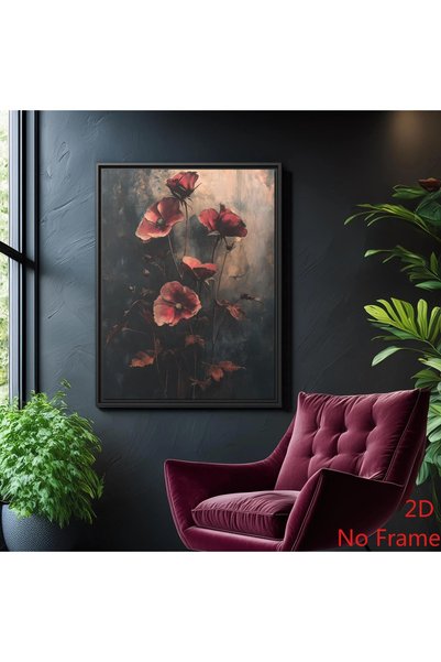 Generic Brand 1pc Dark Romantic Moody Dried Poppies Canvas Wall Art Print, Gr...