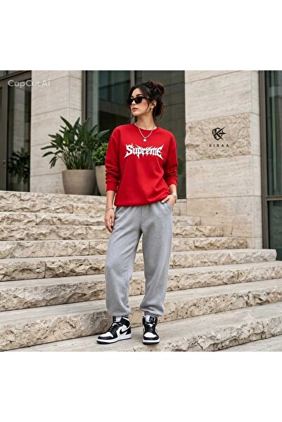 CLOTHES33 Trening cu guler rotund, set din 2 piese, model unisex pentru iarnă...