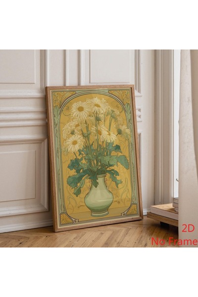 Generic Brand 1pc Art Nouveau Daisy Vintage Botanical Yellow Floral Canvas Wa...