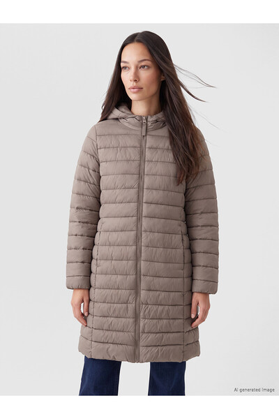 LC Waikiki Nevavm Farkıyla Lcw Everyday Brown Hooded Women's Puffer Coat