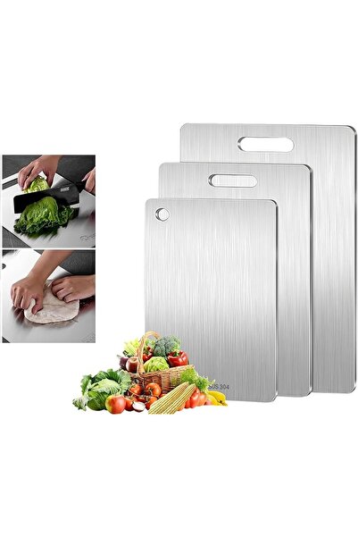 DoubleCare 3 Pack Cutting Boards for Kitchen,Stainless Steel Cutting Board, U...