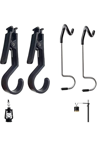 TERRIFI Tent Canopy Clips and S-Shaped Light Hooks, 4 Pcs ABS Plastic and Sta...