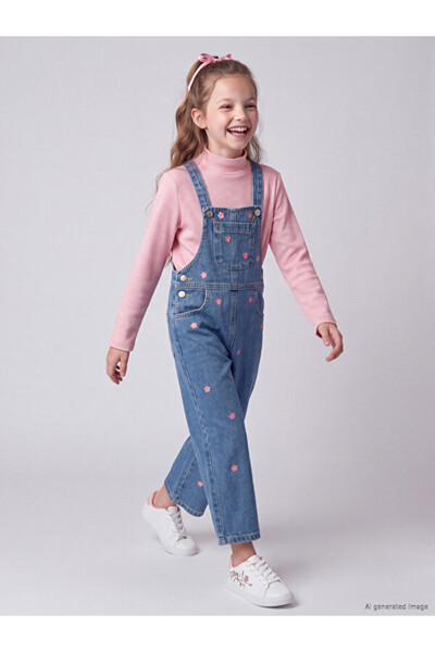 LC Waikiki Timeless Clothing & Zamansız Seçimler Çiçekli Kız Çocuk Jean Salopet
