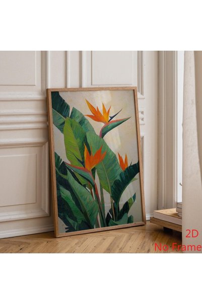 Generic Brand 1pc Bird of Paradise Tropical Botanical Orange Floral Modern Ju...