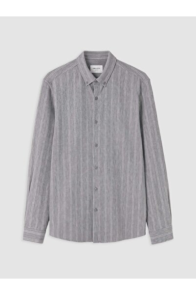 LC Waikiki Nevavm Farkıyla Lcw Vision Gray Striped Narrow & Slim Men's Shirt