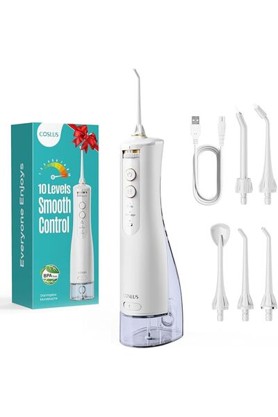 COSLUS E40 Water Flosser for Teeth, Braces, Gums Care,White