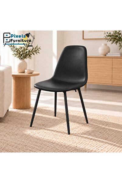 PixelsFurniture كرسي سفرة قماش كتان من بكسل الأثاث، بمسند للظهر مع أرجل معدني...