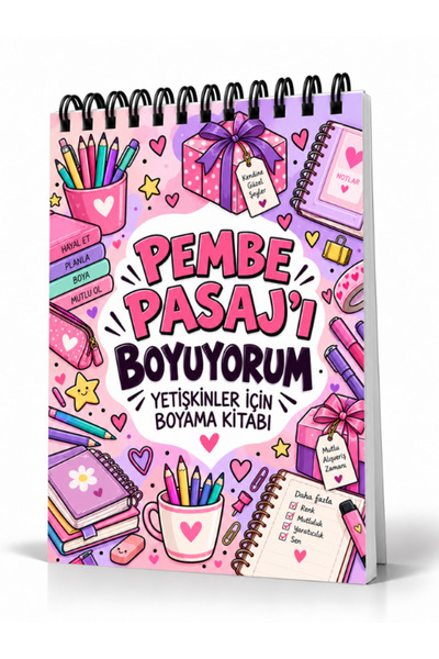 Pembe Yayınevi Mandala Boyama Kitabı - Yetişkinler İçin Boyama Sayfaları - Pembe Pasaj Boyama