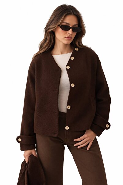 Top Step Brown Oversize Fit Thin Jacket Coat