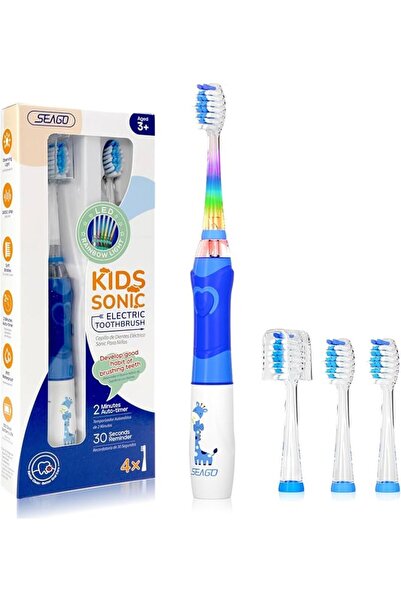 seago Kids Electric Toothbrush with 2 Mins Brushing Timer and 4 Replacement B...