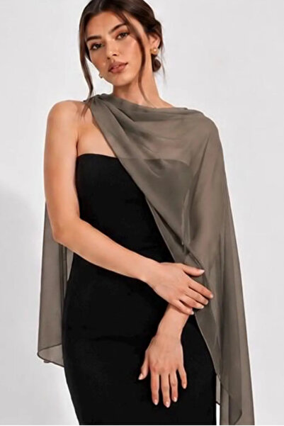 Ezni Atelier Şifon Abiye Pelerini Zarif Gelin Abiye Pelerini 60 CM X 180CM HE...