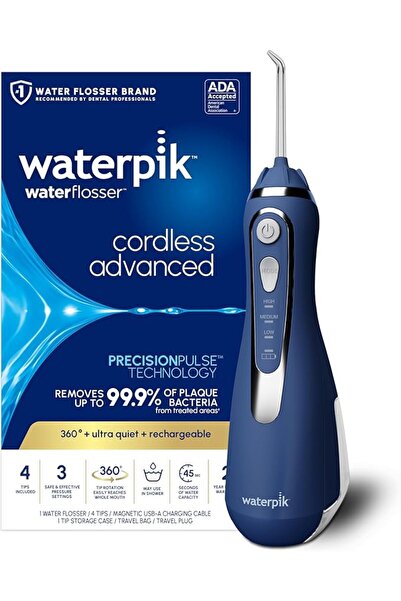 Waterpik خيط تنظيف الأسنان المائي المتطور اللاسلكي، أزرق كلاسيكي