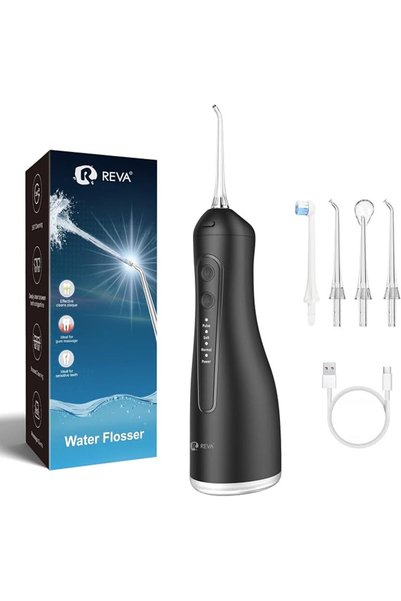 R REVA جهاز تنظيف الأسنان بالماء المحمول - 4 أوضاع، جهاز تنظيف الفم لاسلكي بخ...