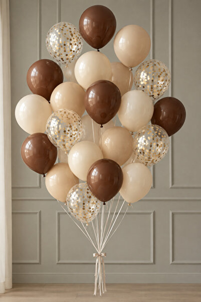 Öztürkpartievi 30 Balloon Set Coffee Cream Beige Concept Helium Balloon Birth...