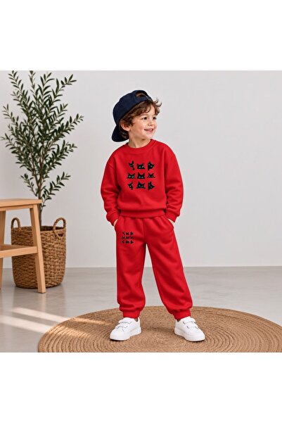 playwear سويت شيرت مطبوع عليه قطط سوداء للبنات والأولاد برقبة دائرية 3 4-5-6-...
