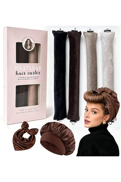 GENERAL Heatless Curls Overnight Hair Curlers with Satin Scarf & Sleep Bonnet...