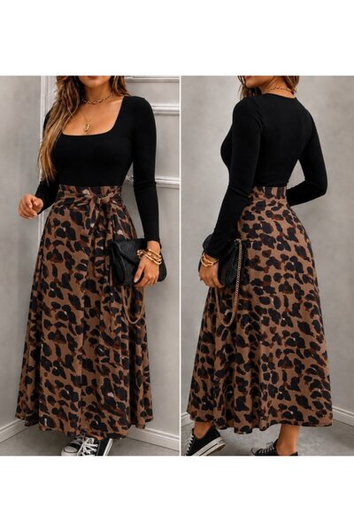 DRESSIFY WOMEN’S FASHION Rochie lungă de damă, cu mâneci lungi, guler pătrat,...
