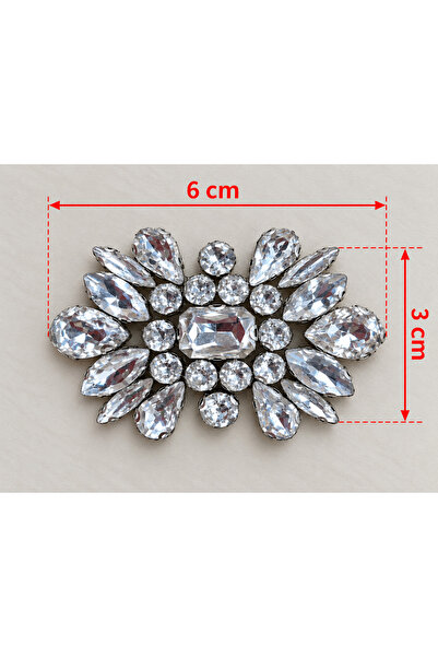 Ornaments Ütüyle Yapışan Taşlı Motif broş Kristal Gümüş Aksesusar taşlı 2 adet